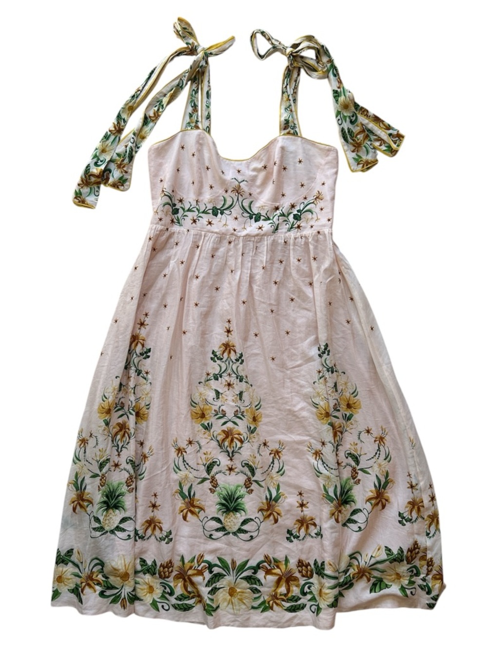 FARM Rio Botanical Beauty Pink Laces Cup Midi Dress NWT Size XL - Picture 6 of 9